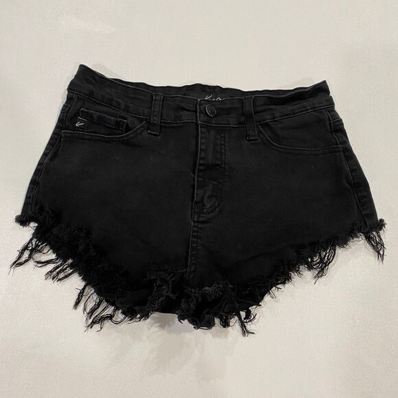 KanCan Black High Rise Distressed Denim Shorts Size 26 - Picture 1 of 9
